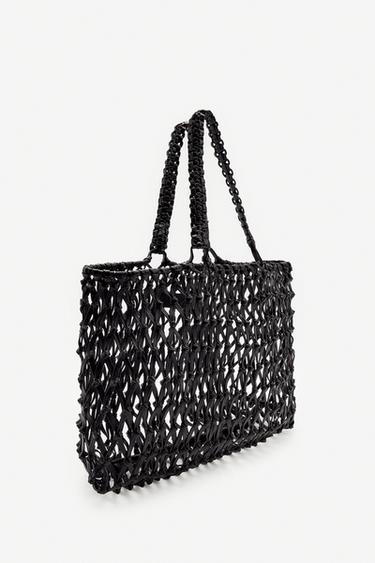 LIMITED EDITION BRAIDED LEATHER MAXI TOTE BAG - Black by Zara - Image 2