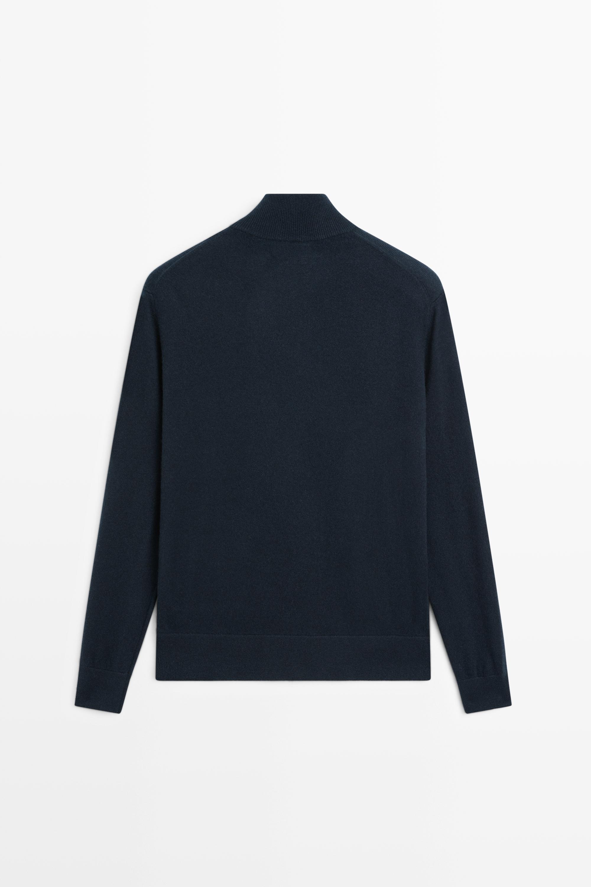 100% cashmere zip-up knit cardigan - Navy blue | ZARA United States
