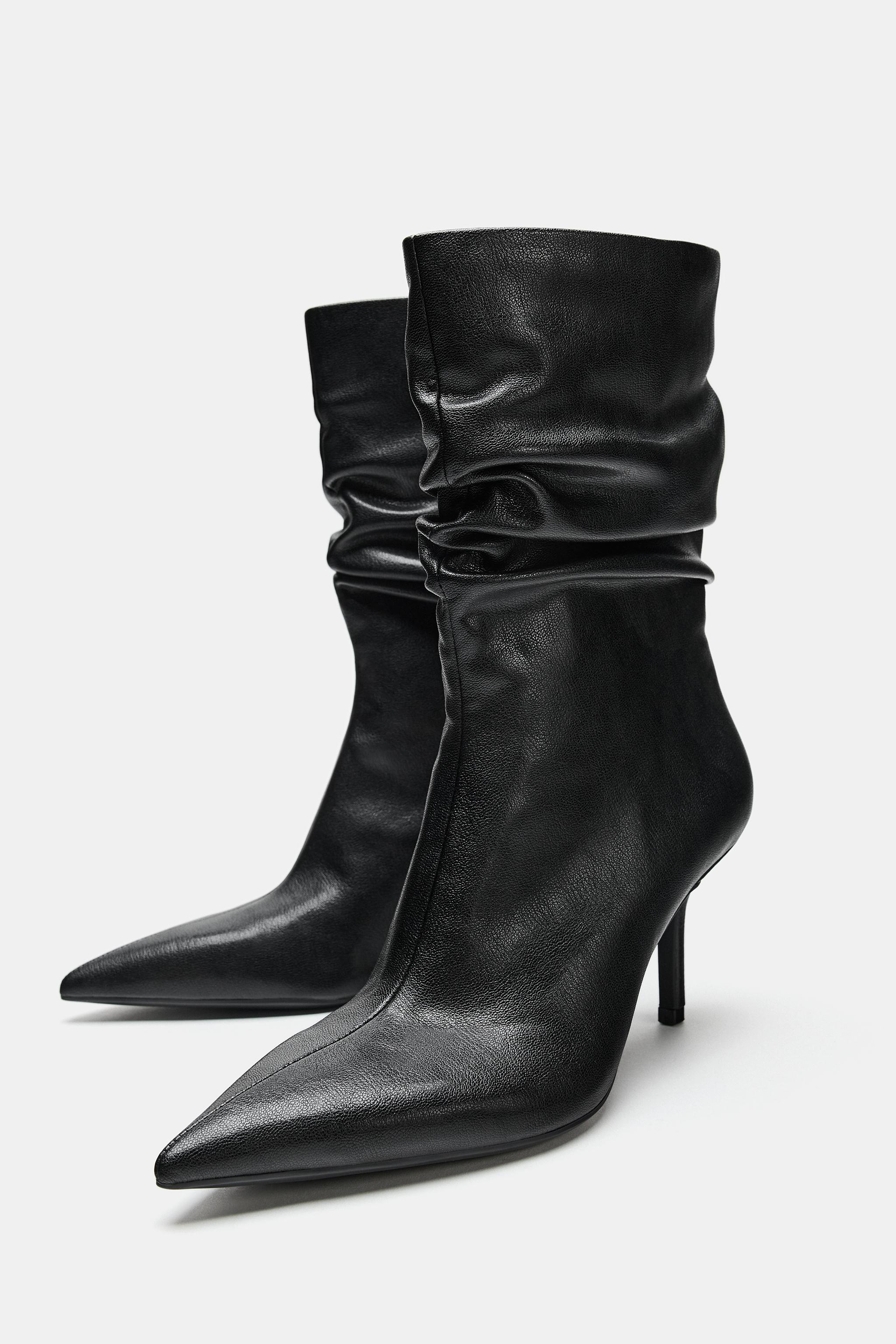 RUCHED HEELED ANKLE BOOTS