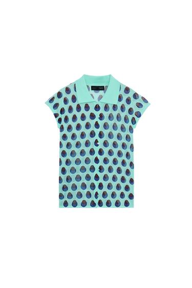 POLO EN MAILLE JACQUARD - Vert clair de Zara