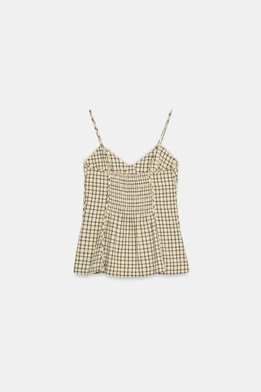 CHECKED CAMISOLE TOP - Yellow by Zara - Image 9