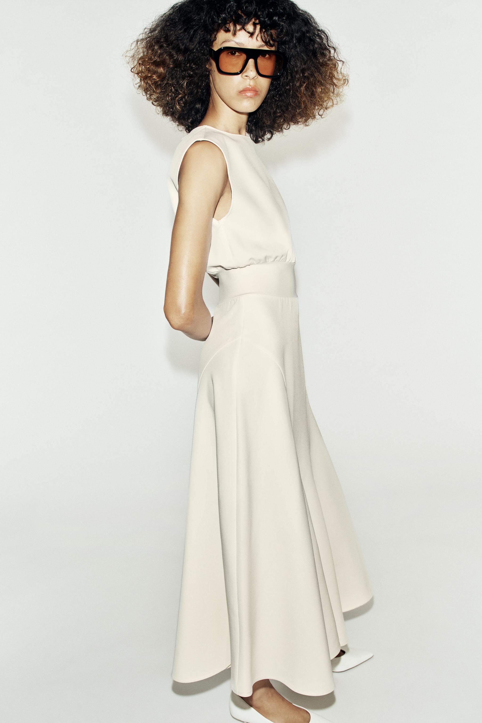 Женские платья Zara CREPE MIDI DRESS — фото 6