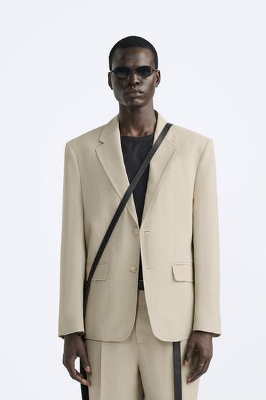 КОСТЮМНЫЙ ПИДЖАК ИЗ ВИСКОЗЫ И ЛЬНА — СВЕТЛО-БЕЖЕВЫЙ от Zara — изображение 0