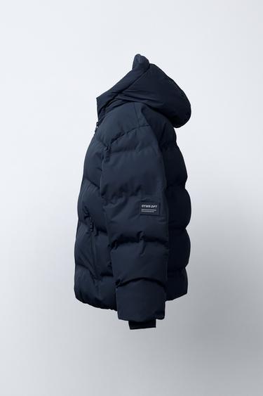 WATER-REPELLENT QUILTED COAT WITH LABEL - Navy blue by Zara - Image 2