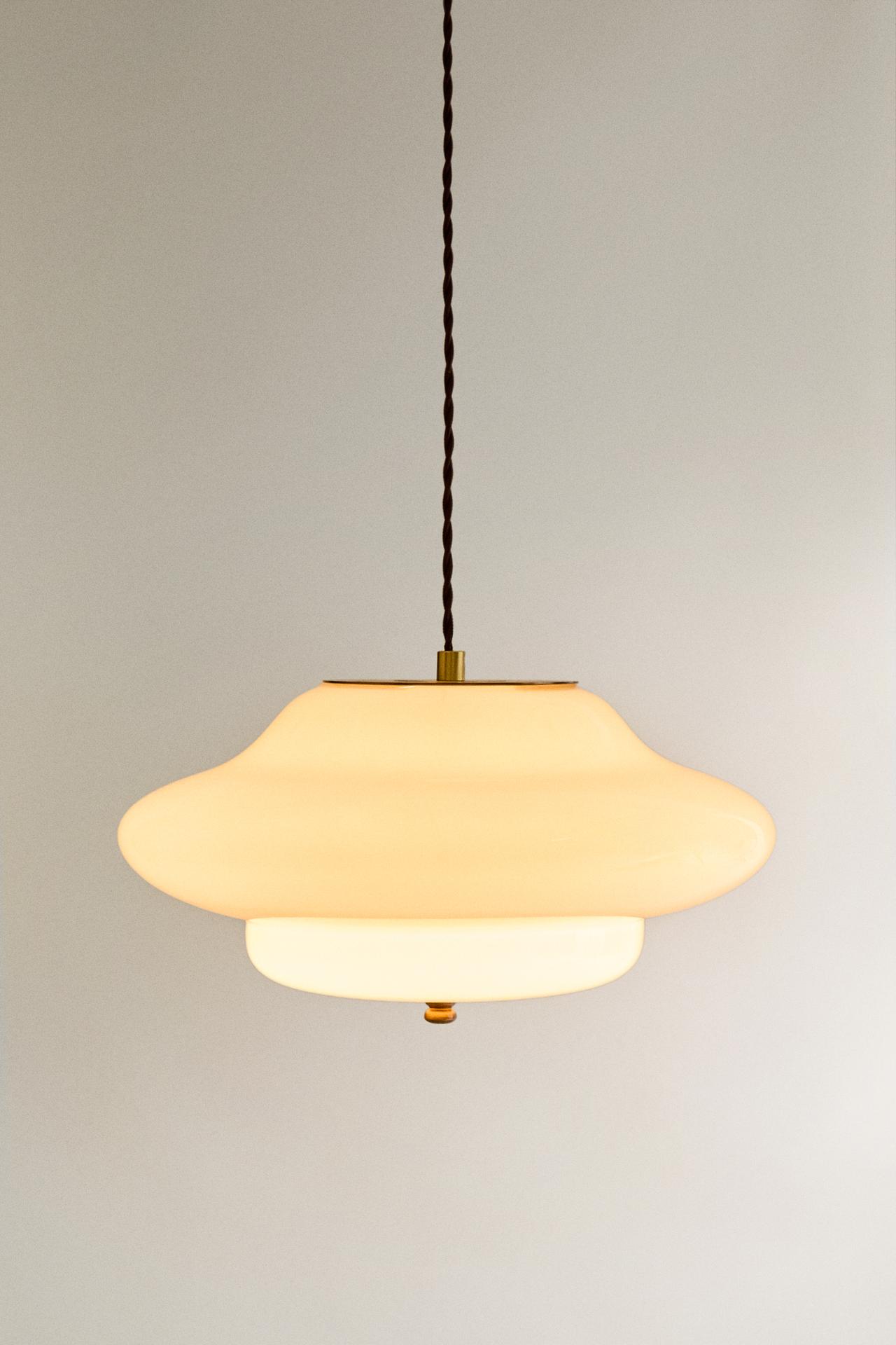 LARGE GLASS CEILING LAMP — Vanilla
