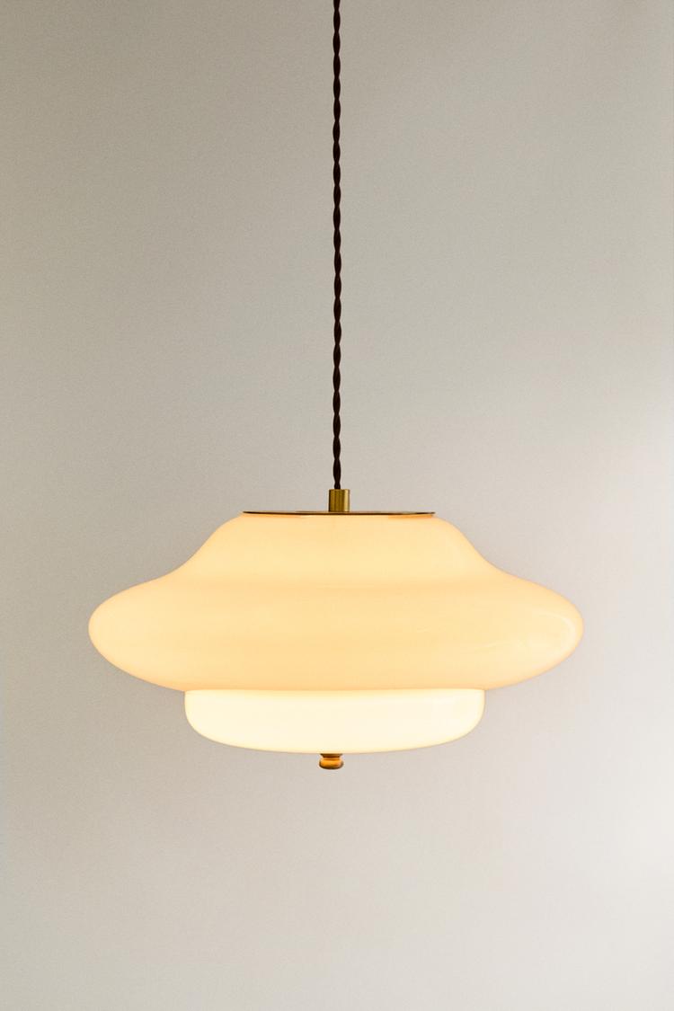 LARGE GLASS CEILING LAMP — Vanilla