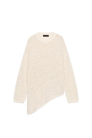 OVERSIZE ASYMMETRIC HEM KNIT JUMPER - ecru-white by Zara
