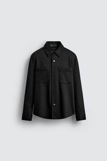 COMFORT TEXTURED OVERSHIRT - Black by Zara