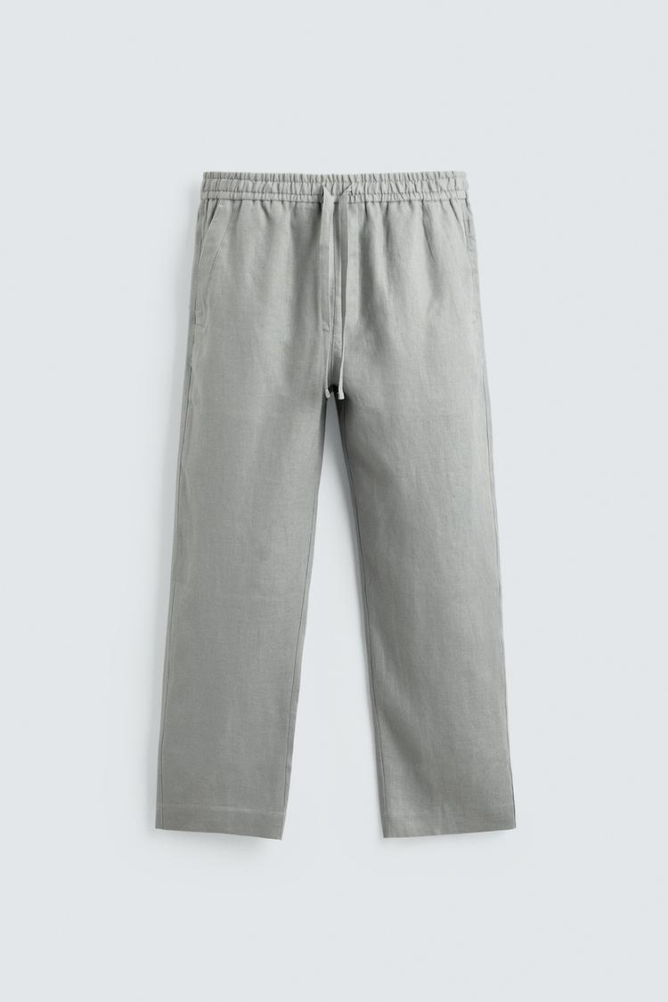 ZARA 100% LINEN RELAXED FIT TROUSERS