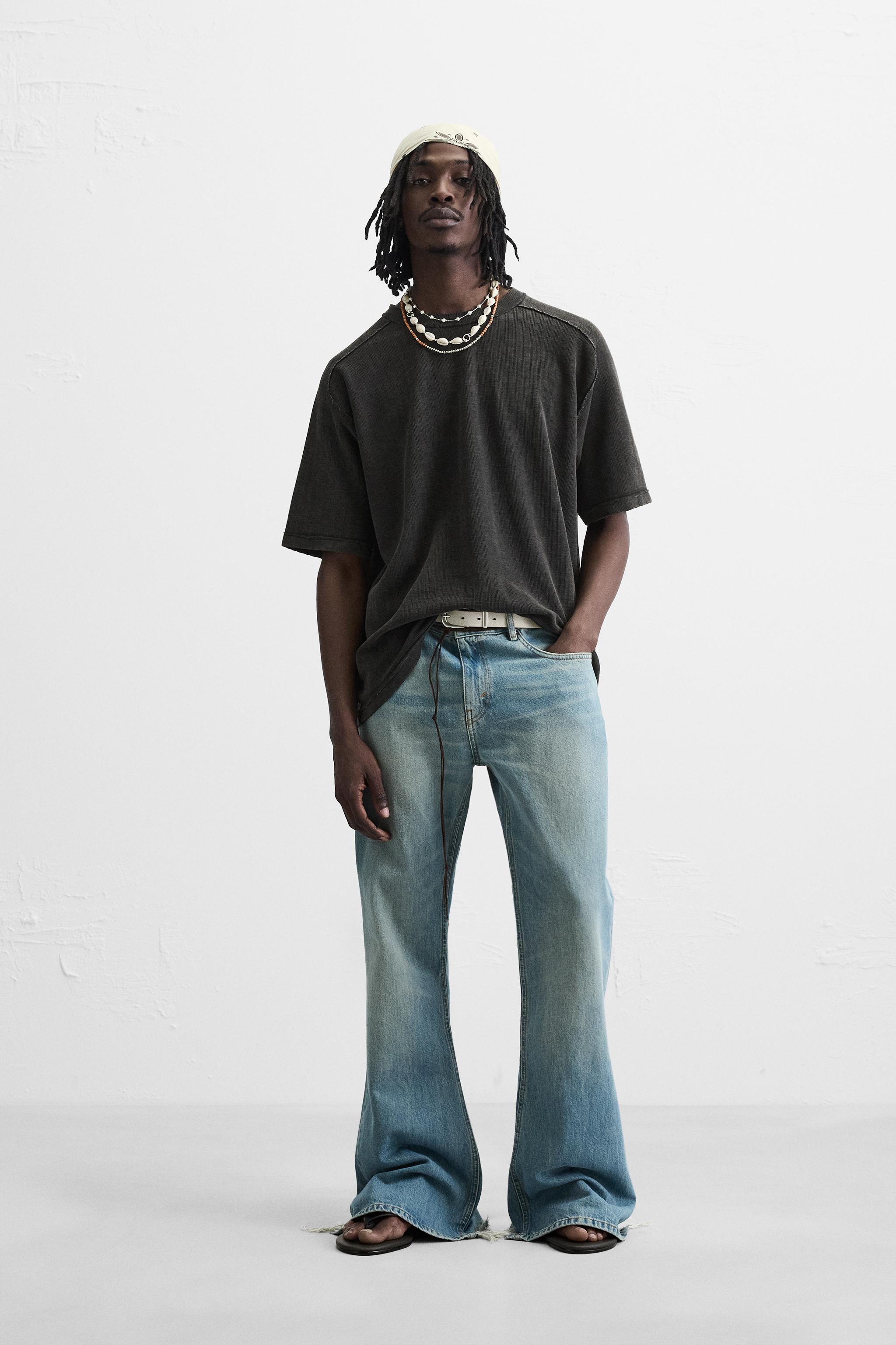 ウォッシュ加工プリントニットTシャツ - ブラック | ZARA Japan