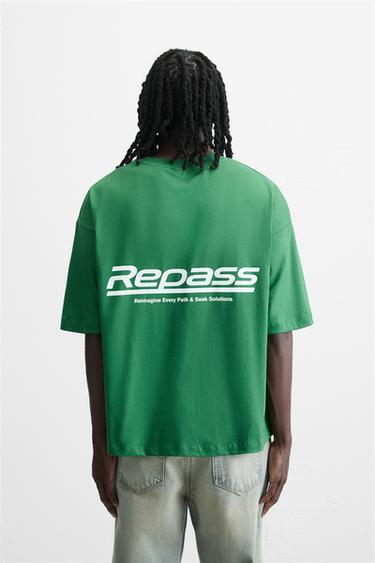 T-SHIRT BANDE RÉSILLE - Vert de Zara - Image 2