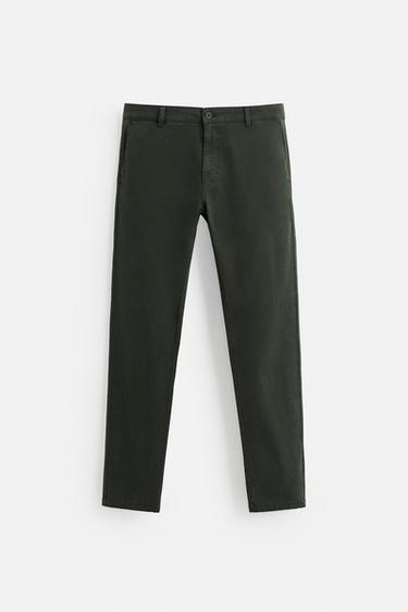 SKINNY FIT CHINO TROUSERS - Dark bottle green by Zara