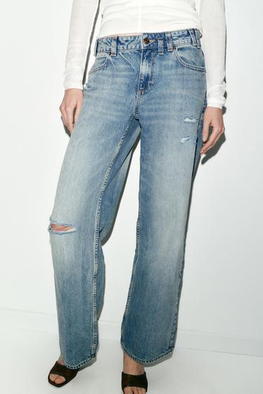 Z1975 STRAIGHT LOW-RISE RIPPED JEANS - Indigo by Zara - Image 1