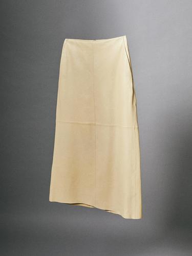 Zara Nappa leather midi skirt - Biscuit - Image 0