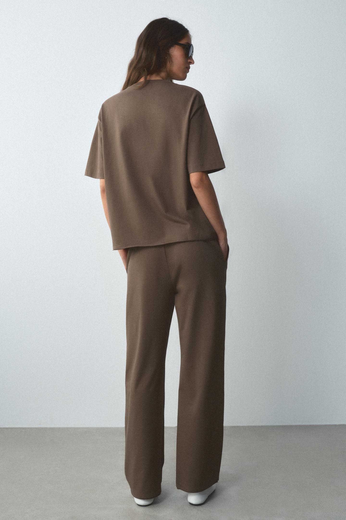 Женская футболка Zara Crew Neck, цвет: Норковый — фото 6