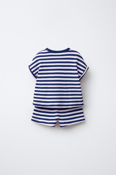 CONJUNTO CAMISETA Y BERMUDA WAYAS WAFFLE - Azul tinta de Zara
