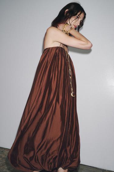 ZW COLLECTION MULTI-POSITION BALLOON DRESS - Terracotta by Zara - Image 3