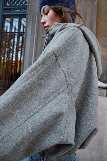 BOMBER OVERSIZE À CAPUCHE SOFT - Gris de Zara - Image 3