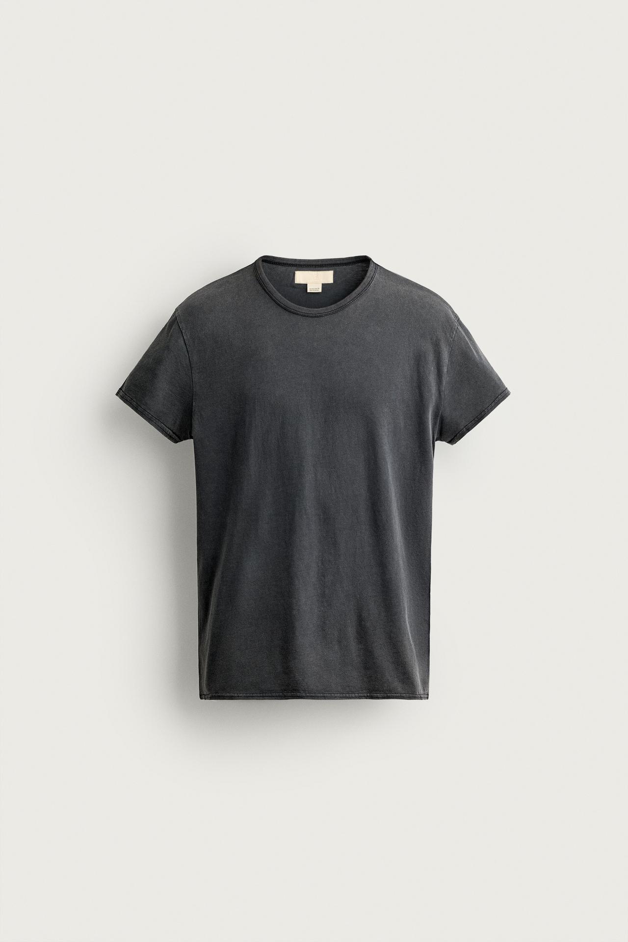 SLIM FIT WASHED T-SHIRT — Dark anthracite