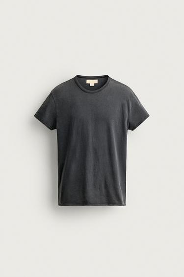 SLIM FIT WASHED T-SHIRT — Dark anthracite 1
