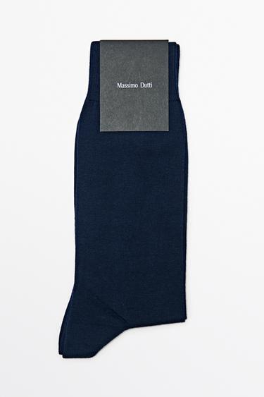 Zara Plain cotton blend knit socks - Navy blue - Image 0