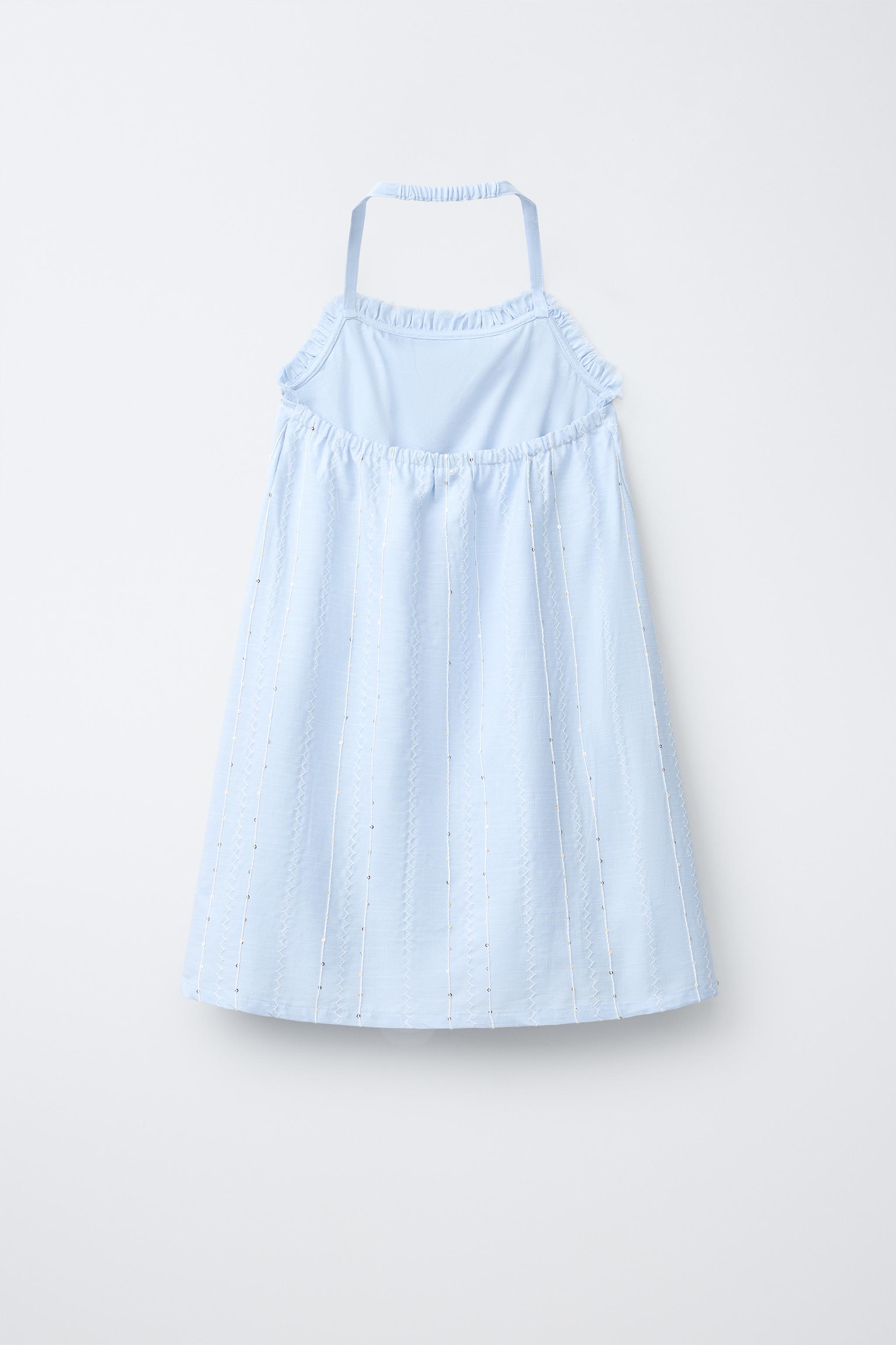 刺繍スパンコールワンピース - 空色 | ZARA Japan / 日本
