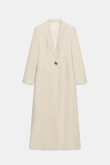 BLAZER ريفي طويل - بيج فاتح الخاص بـ Zara