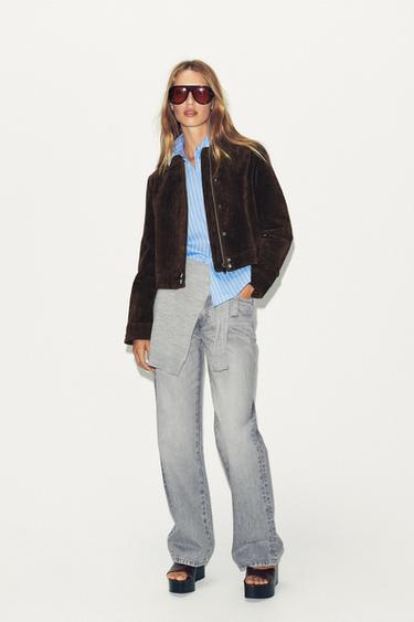 CHEMISE EN POPELINE À BOUTONS - Écru / Rouge de Zara