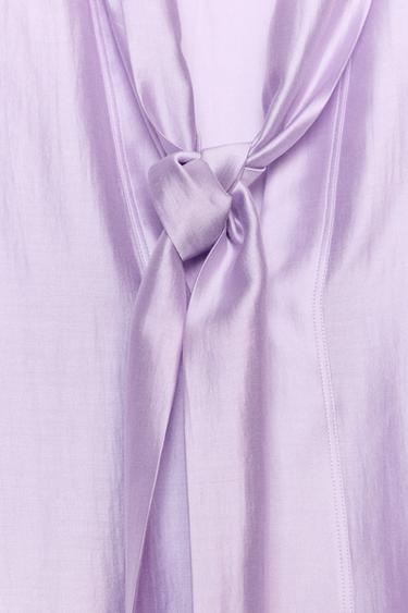 CHEMISE SATINÉE À LIENS ZW COLLECTION - Violet de Zara - Image 6