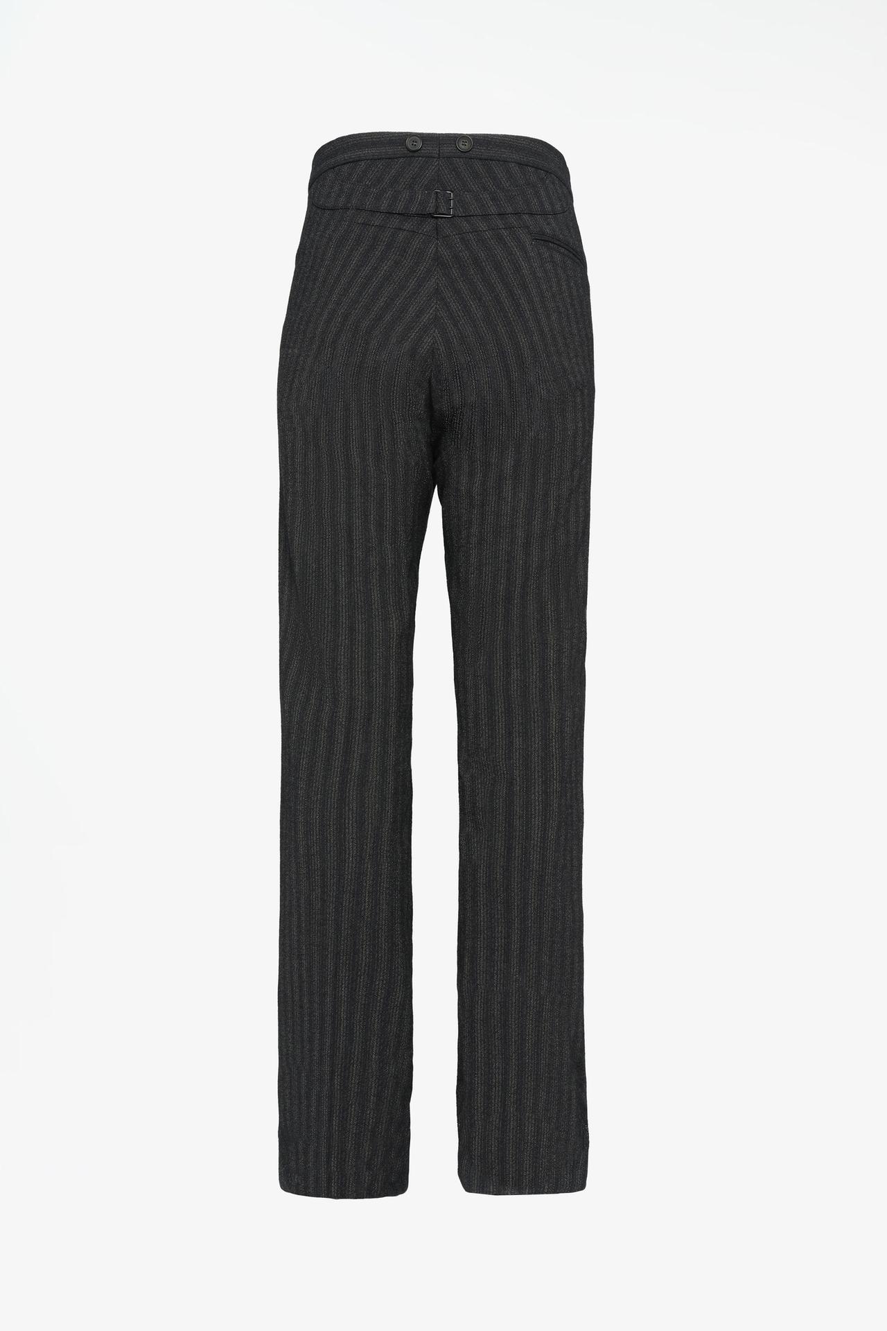 LIMITED EDITION STRIPED PANTS WITH BUCKLE — Black