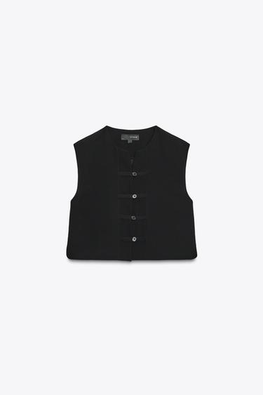 ZW COLLECTION BUTTONED WAISTCOAT TOP - Black by Zara - Image 0