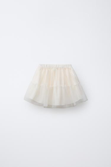 RUFFLED TULLE SKIRT - Ecru by Zara - Image 1