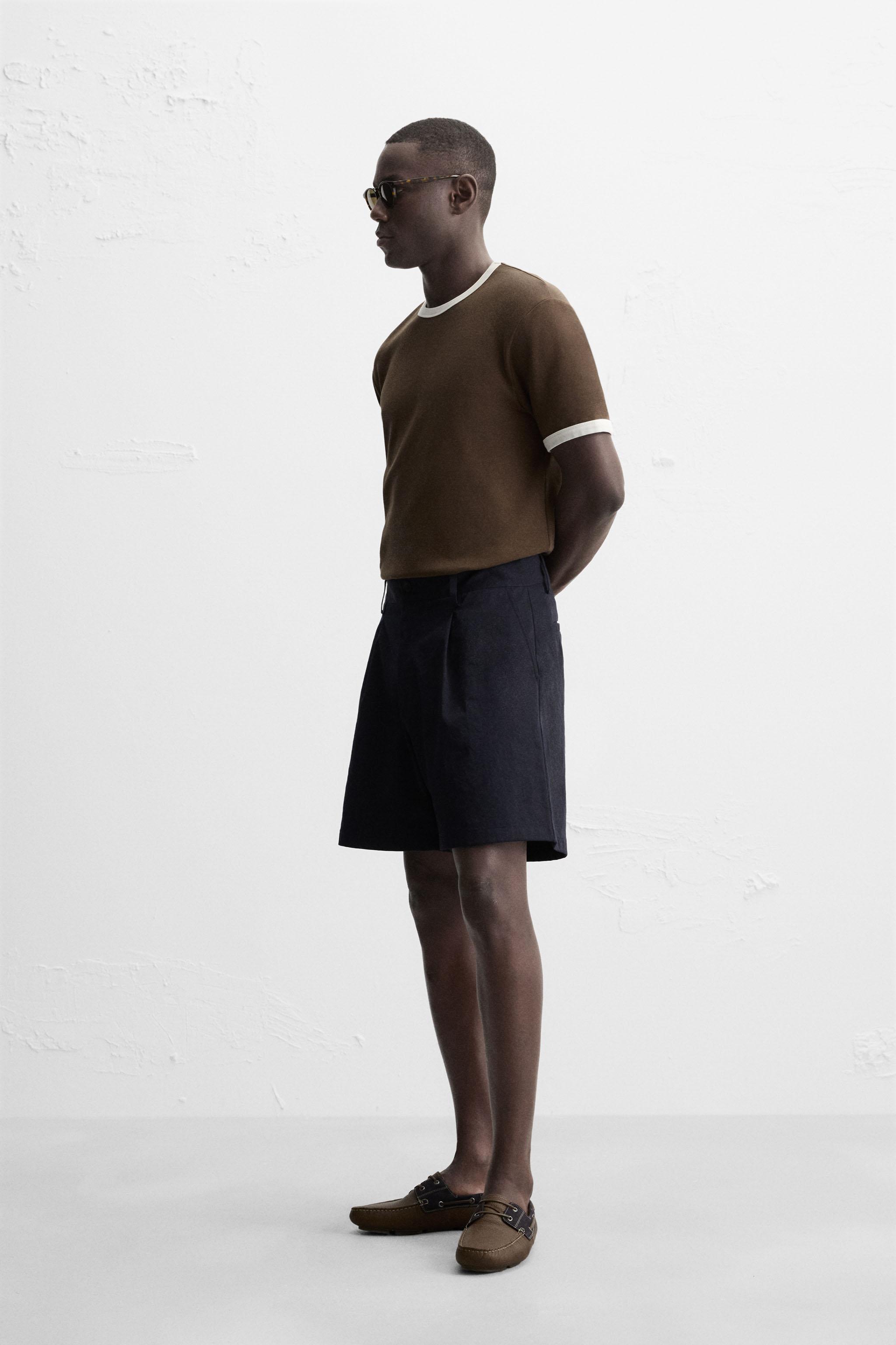 BASIC CONTRAST RIBBED T-SHIRT