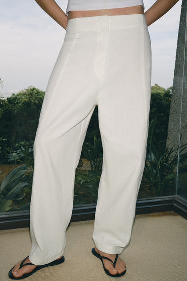 PANTALON AVEC LIN ZW COLLECTION - Blanc cassé de Zara - Image 1