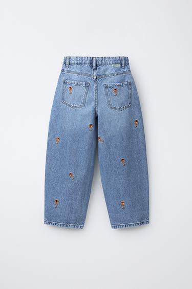 EMBROIDERED BALLOON JEANS - Blue by Zara - Image 1