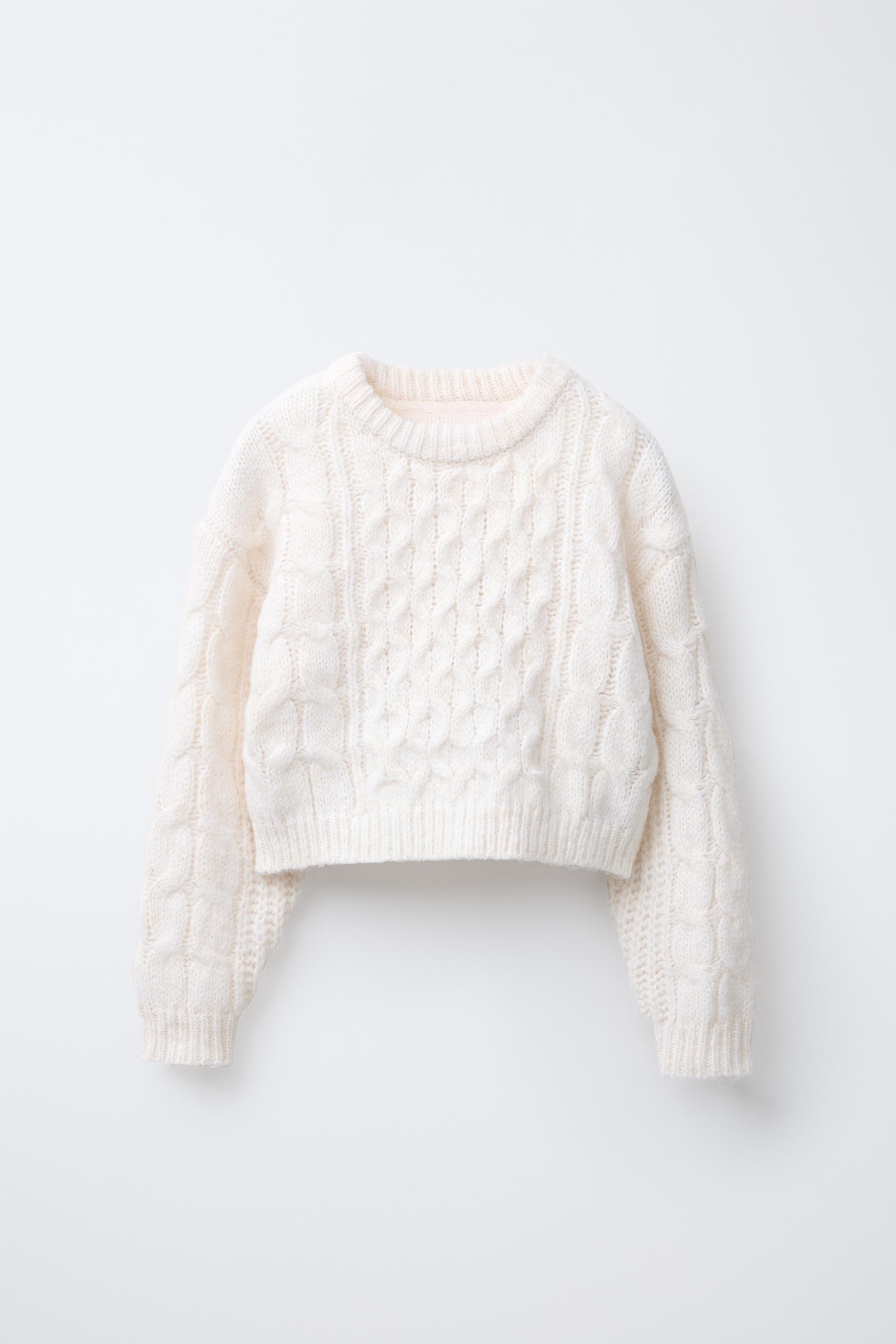 CROPPED CABLE-KNIT SWEATER Pink ZARA Australia