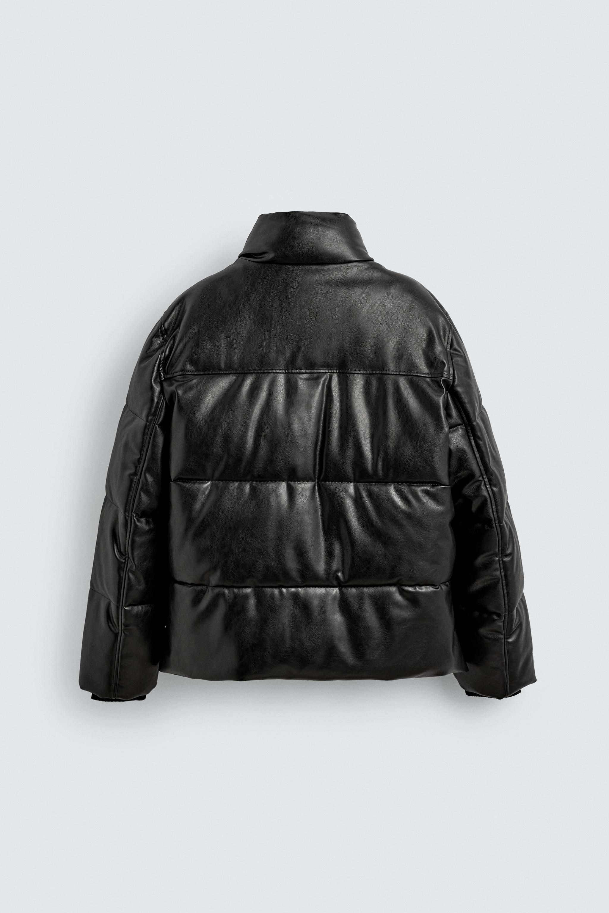 FAUX LEATHER PUFFER JACKET Black ZARA United Kingdom