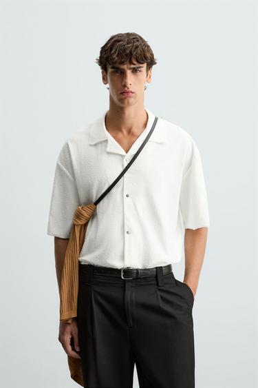 CAMISA RELAXED FIT TEXTURA - Blanco de Zara