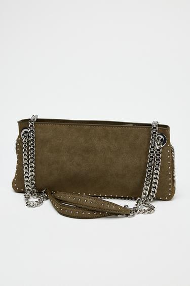 STUDDED ELONGATED BAG - Taupe Grey by Zara - Image 3