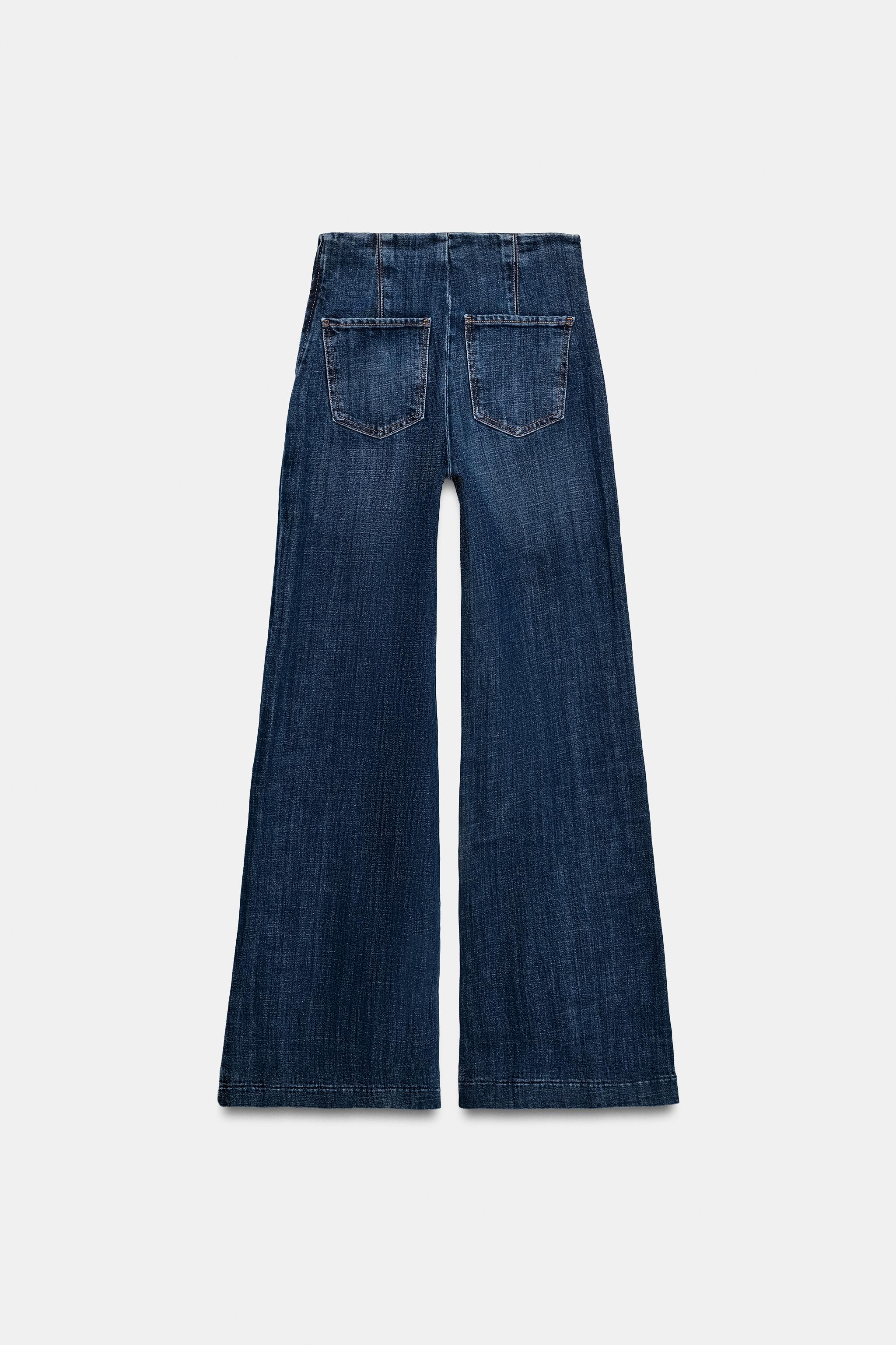 Zara Z1975 Yüksek Bel Kemersiz Geniş Paça Jean görsel 8