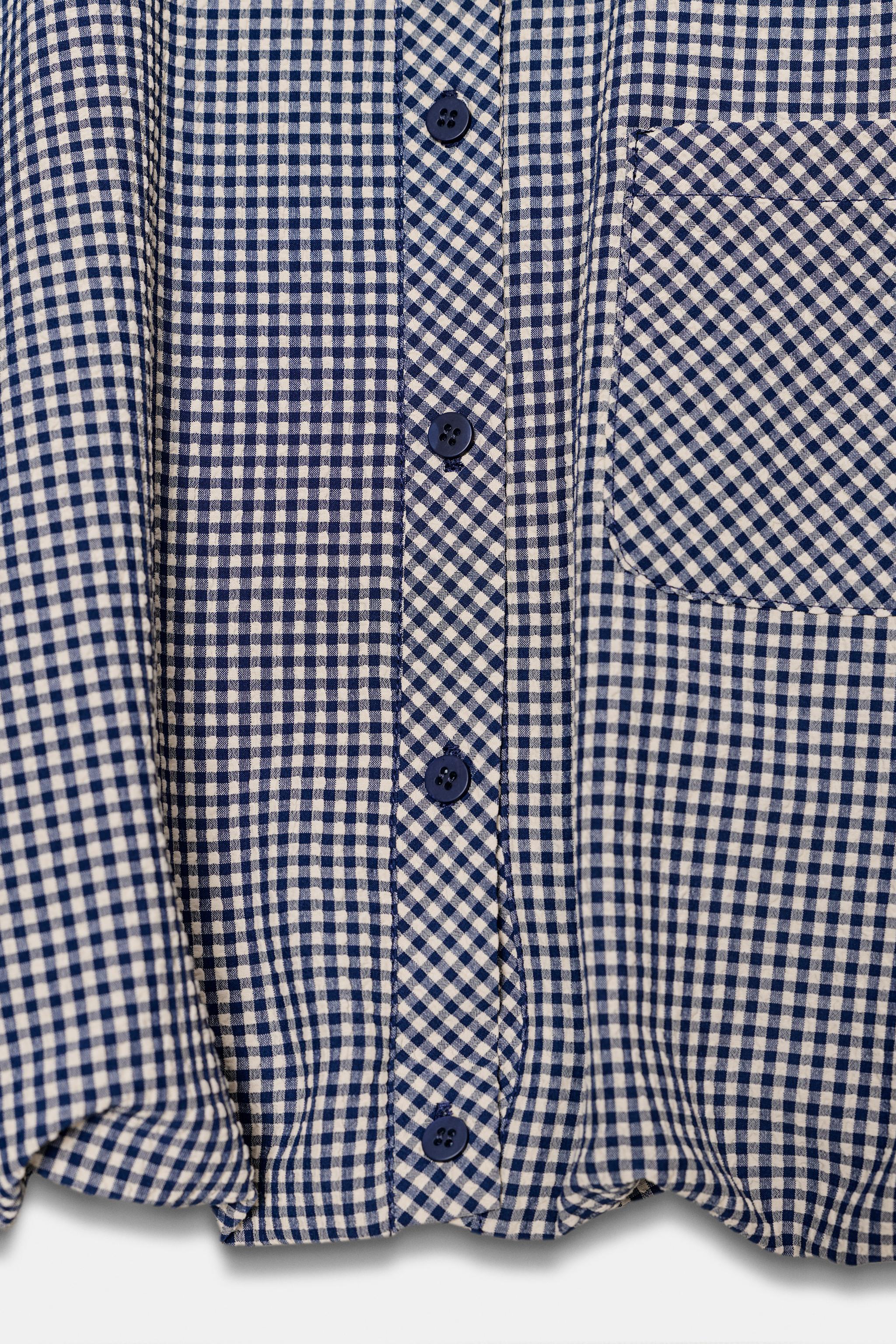 GINGHAM PRINT BALLOON SHIRT