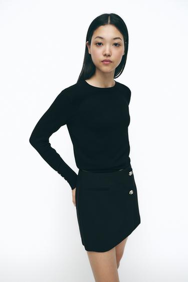 RAISED BUTTON SKORT - Black by Zara - Image 0