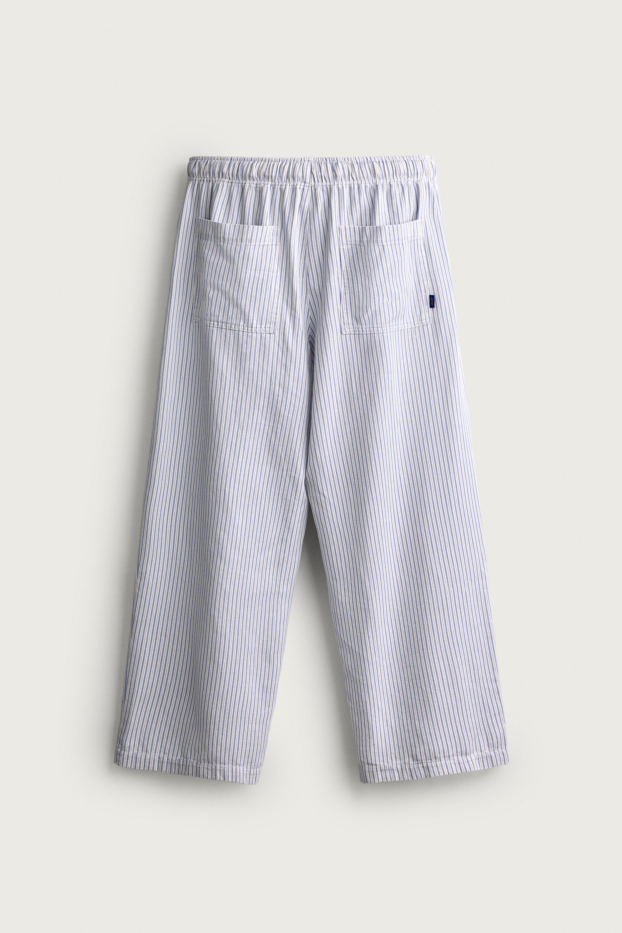 Мужские брюки Zara STRIPED WIDE FIT PANTS — фото 10