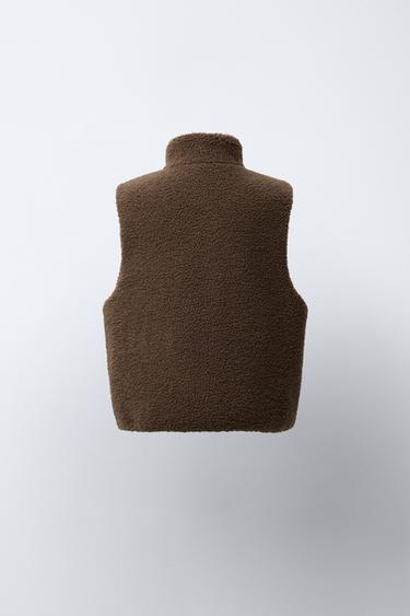 GILET RÉVERSIBLE EFFET MOUTON - Marron de Zara - Image 3