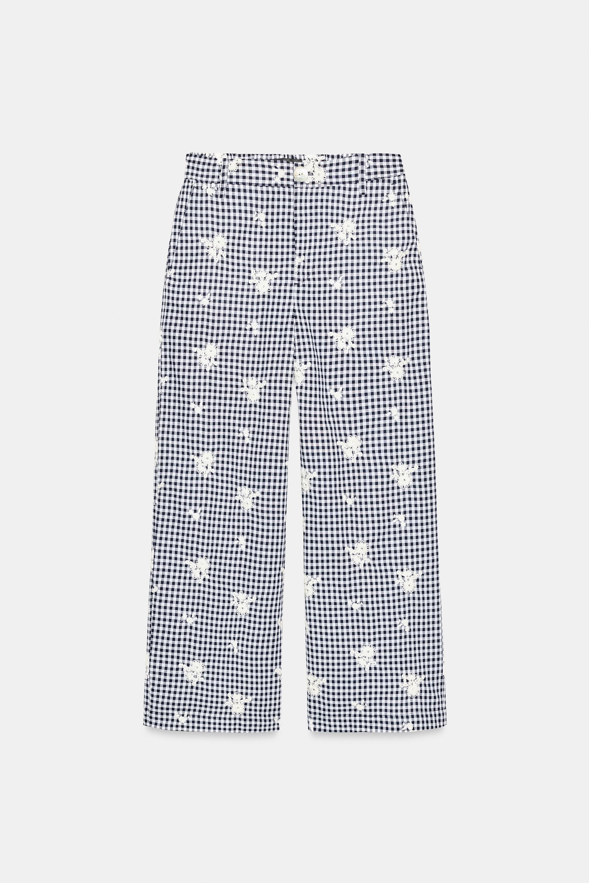 JUPE-CULOTTE À CARREAUX BRODÉS