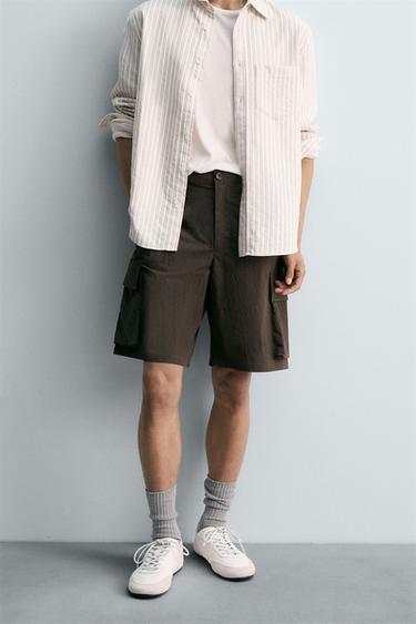TECHNICAL CARGO BERMUDA SHORTS LIMITED EDITION - Dark khaki by Zara