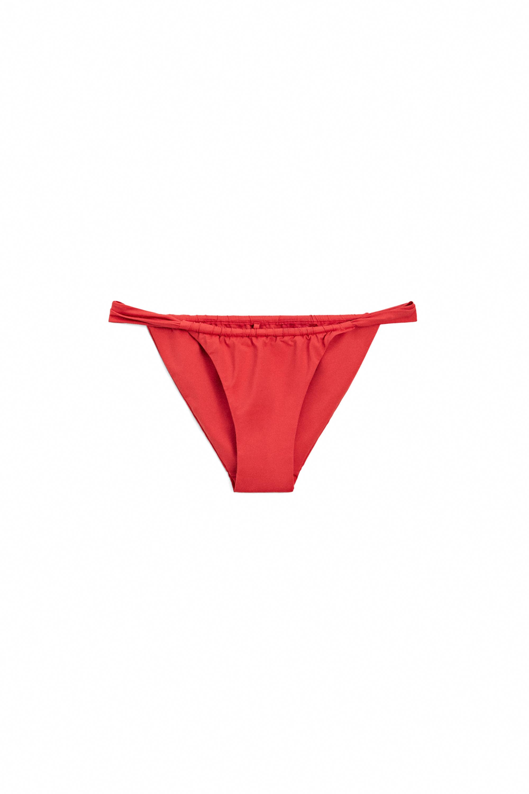 Gathered bikini bottoms — Intense red