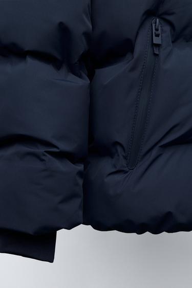 WATER-REPELLENT QUILTED COAT WITH LABEL - Navy blue by Zara - Image 5