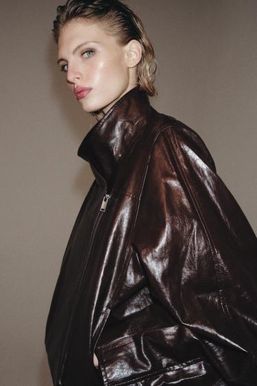 ZW COLLECTION FAUX LEATHER JACKET - Burgundy by Zara