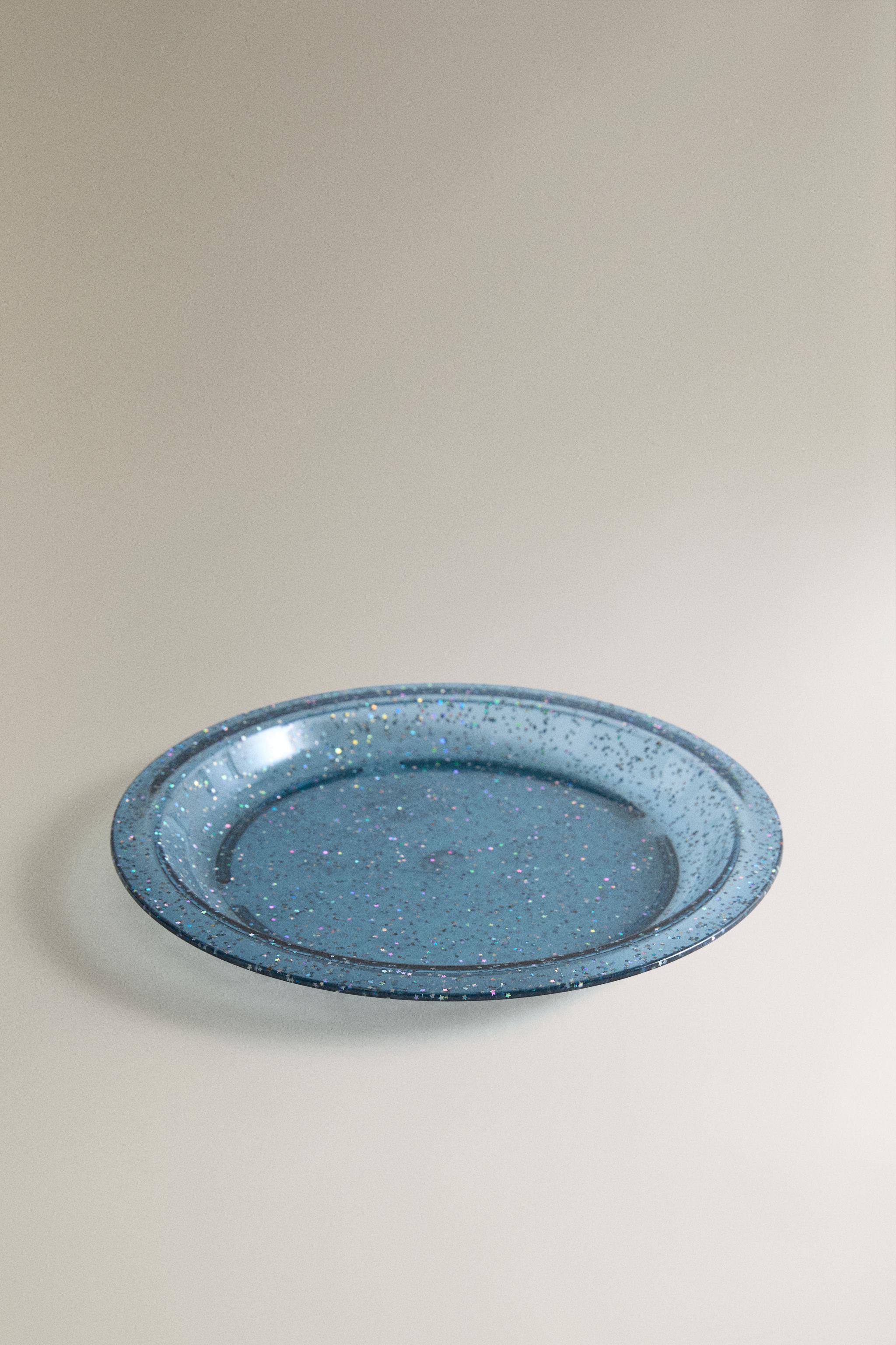 KIDS' TRITAN™ STAR GLITTER PLATE — Blue